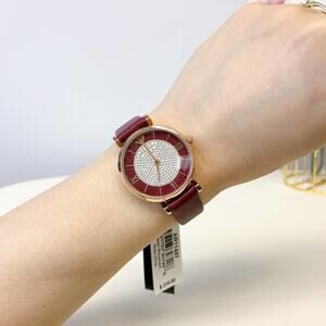 Emporio Armani  AR11487 Two-Hand Burgundy Leather Watch